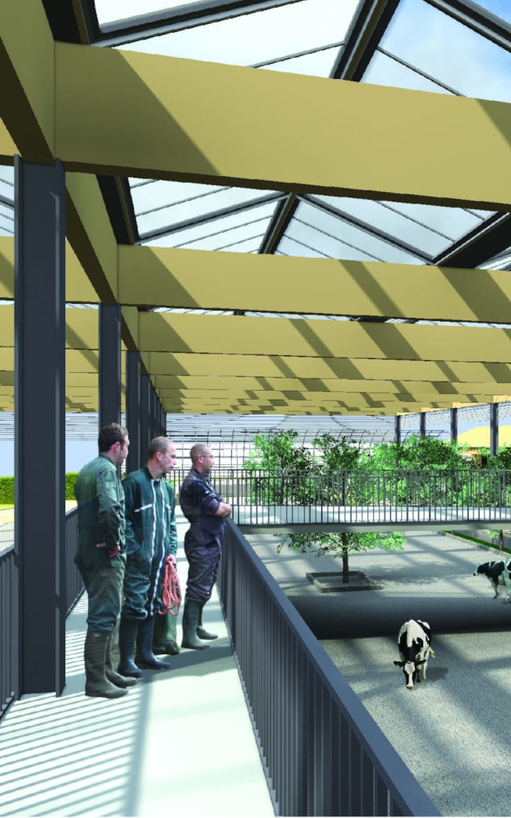 Azienda agricola e Stalla Giuardino, rendering, dett. interno. Luca Rigoni, rendering edifici produttivi.