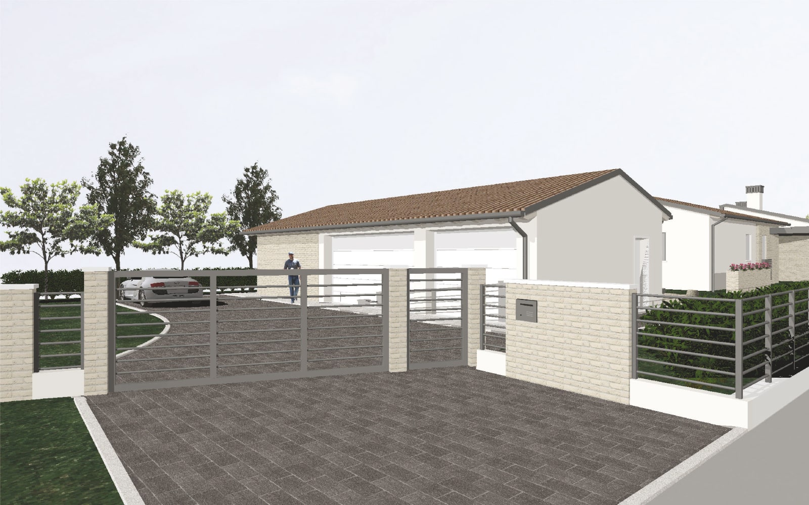 Rendering abitazione su un unico piano e, Casa Gastelli. Studio Luca Rigoni, Vicenza, Italia.