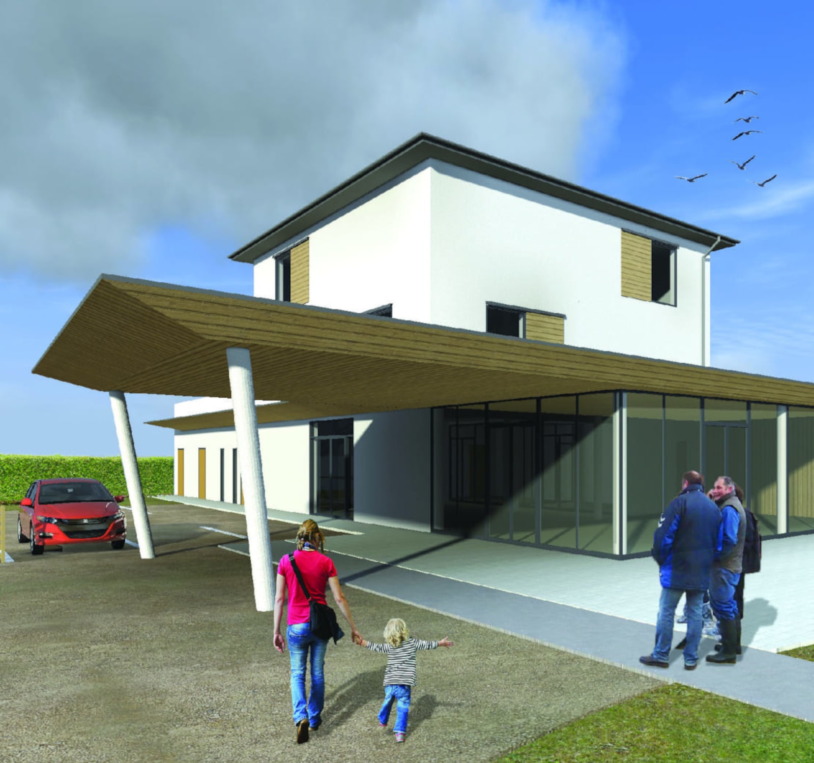 Rendering dell'agriturismo, dett. esterno. Luca Rigoni architetto. 3