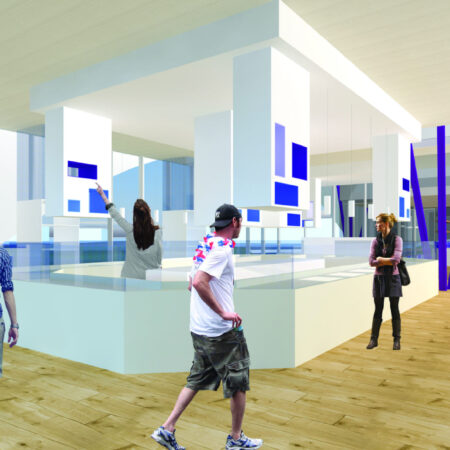 Allestimento Bar Bianco Lattebusche, dett. rendering allestimenti.