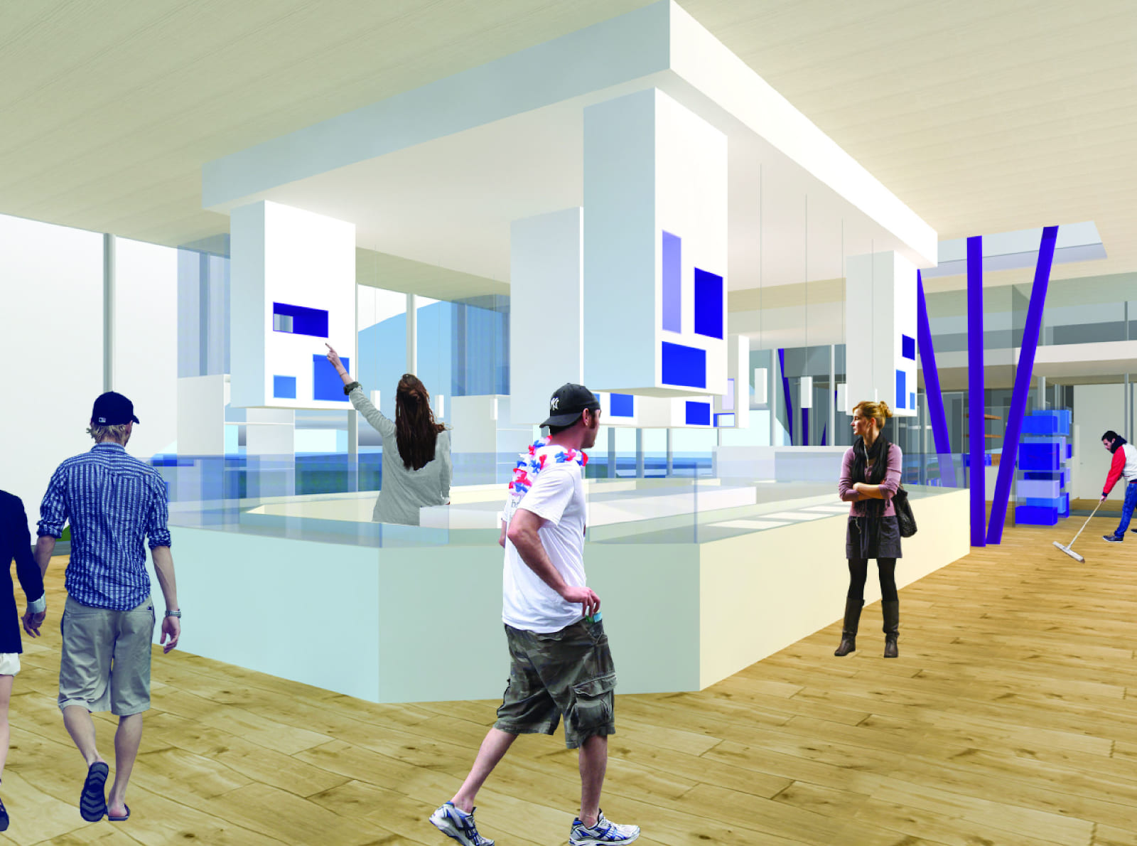 Allestimento Bar Bianco Lattebusche, dett. rendering allestimenti.