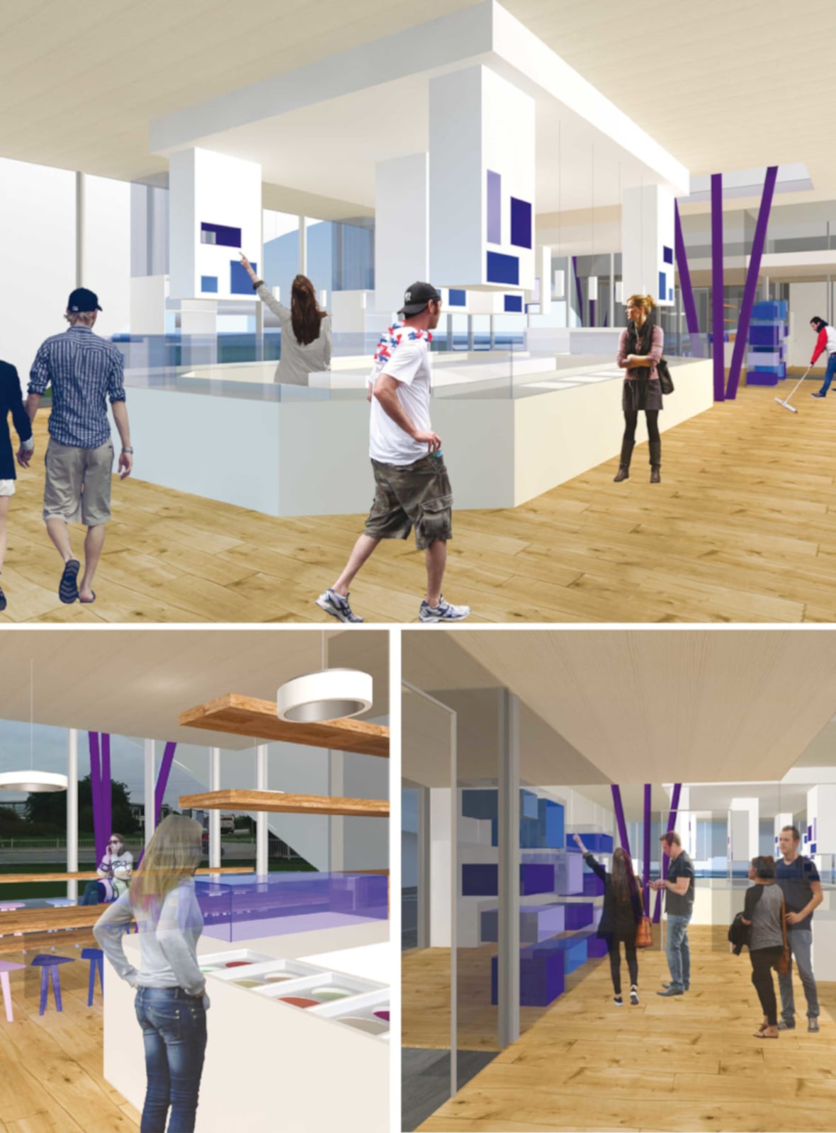 Proposta allestimento Bar Bianco Lattebusche,. Portfolio allestimenti completo. Architetti a Vicenza.