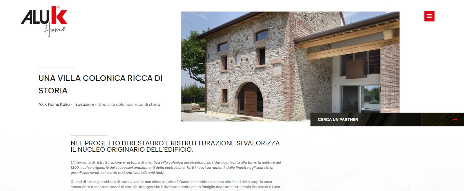 Pubblicazioni e interviste dello studio Luca Rigoni Architetto, Aluk Home. Architettura privata e commerciale e pubblica.